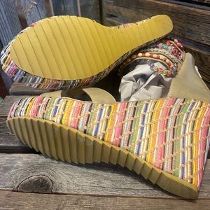 Multi Colored wedges 8.5 , with Beads around the ankle